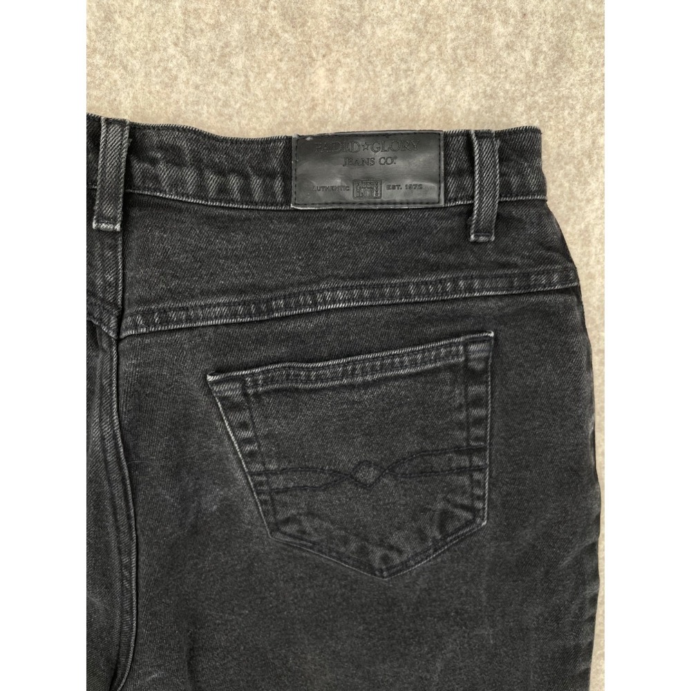 Faded Glory Womens Black Stretch Denim Jeans High Rise Straight Leg‎ Size 18 Pet